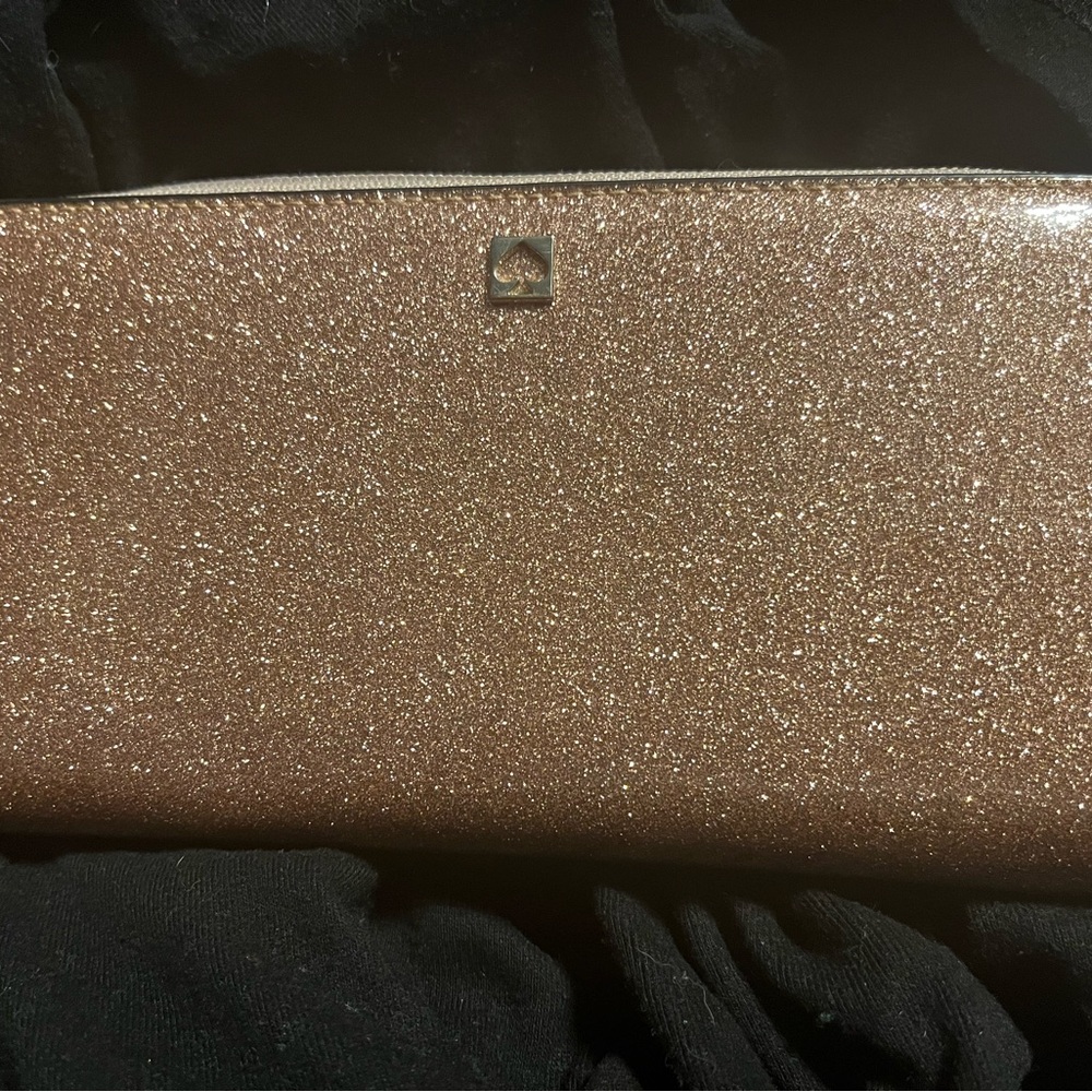 Kate Spade Sparkling rose gold large zipper wallet